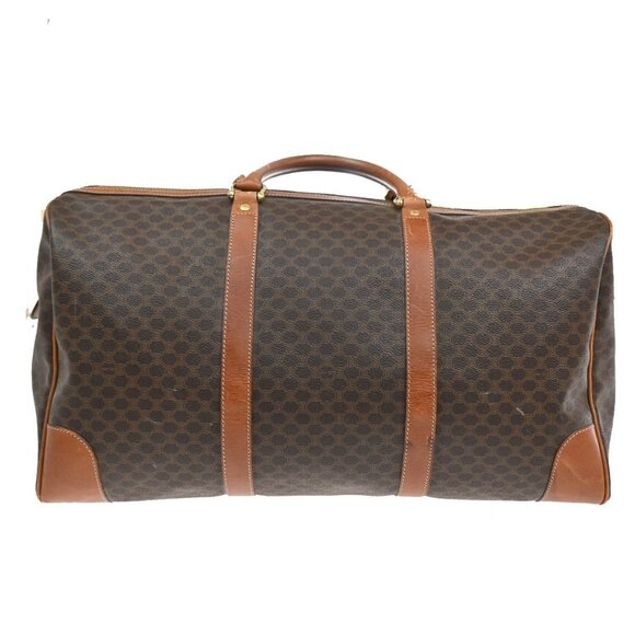 CELINE Logo Macadam Pattern Travel Hand Bag PVC Leather Brown GHW Italy - Picture 3 of 14